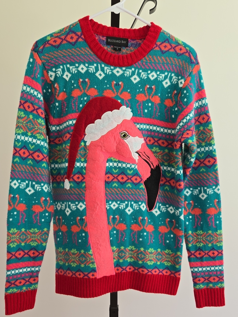 Blizzard Bay Men’s Teal Flamingo Crewneck Sweater
